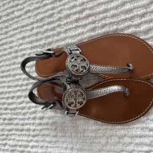 Tory Burch Silver and Brown Sandals